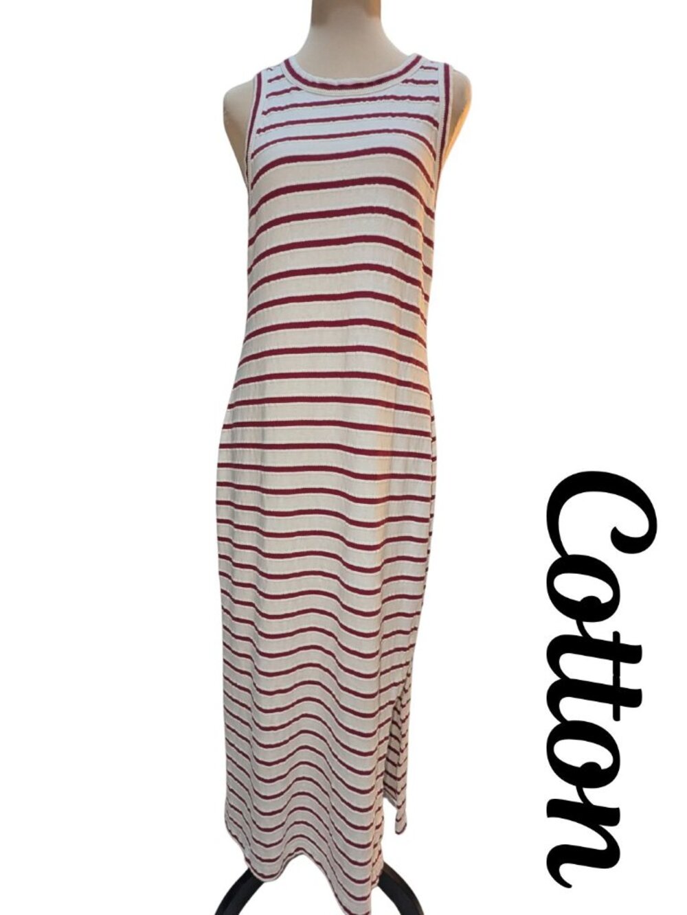 LOFT Striped 100% Cotton Maxi Dress